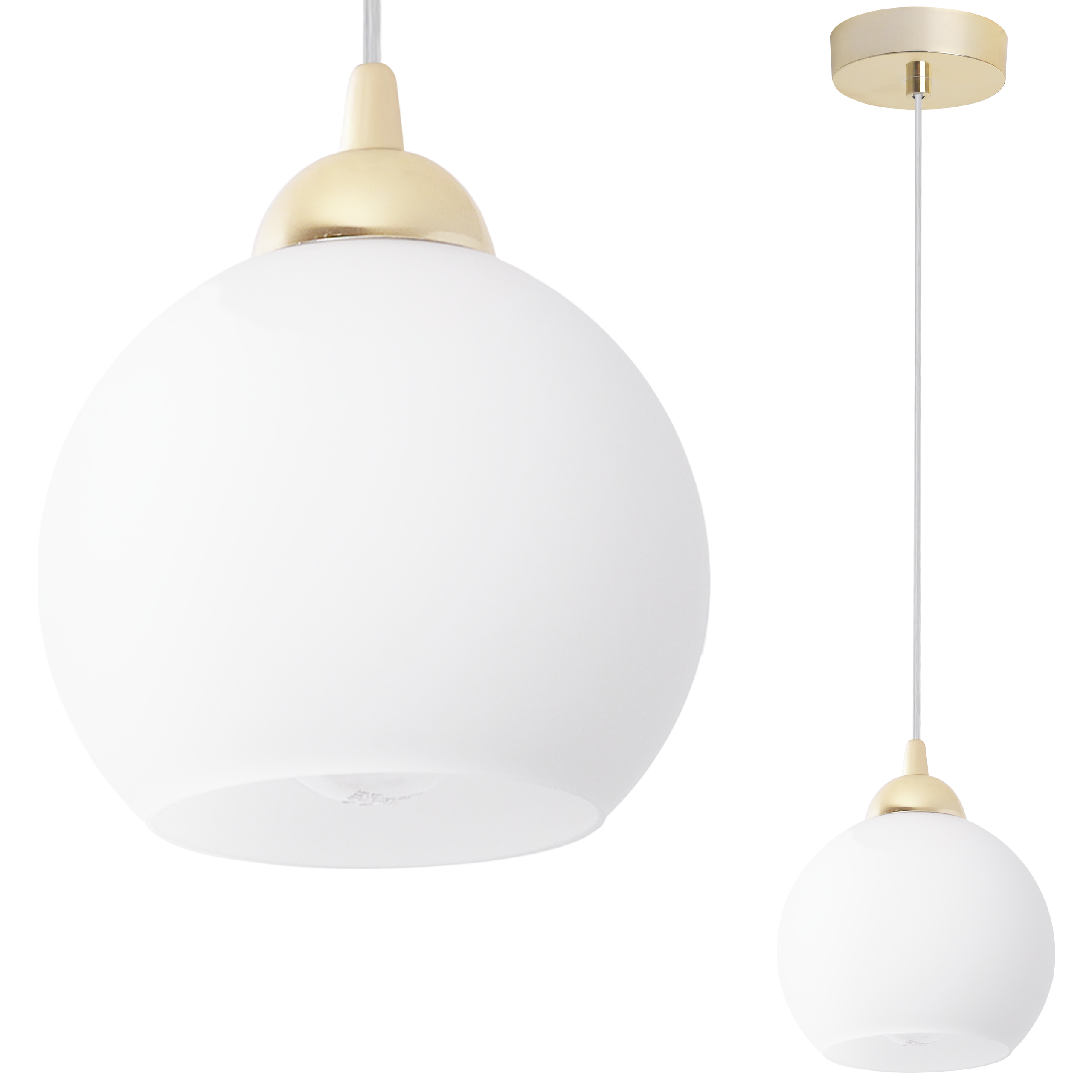 Lampă suspendată de tavan Light Home LH Eliza White cablu transparent 1x E27 alb/auriu