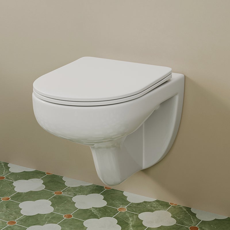 Toaleta wisząca bezramowa z wolnoopadającą deską sedesową - Ceramiczna toaleta wisząca, toaleta bezramowa HOROW