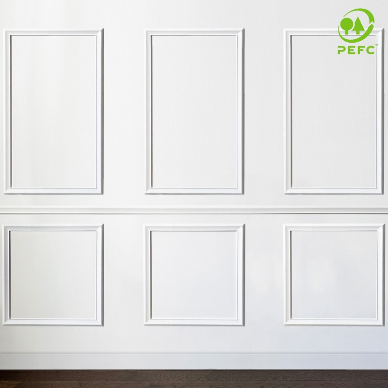Kit de moldura de pared apolline b en pino macizo de las landas - listo para pintar - 99deco