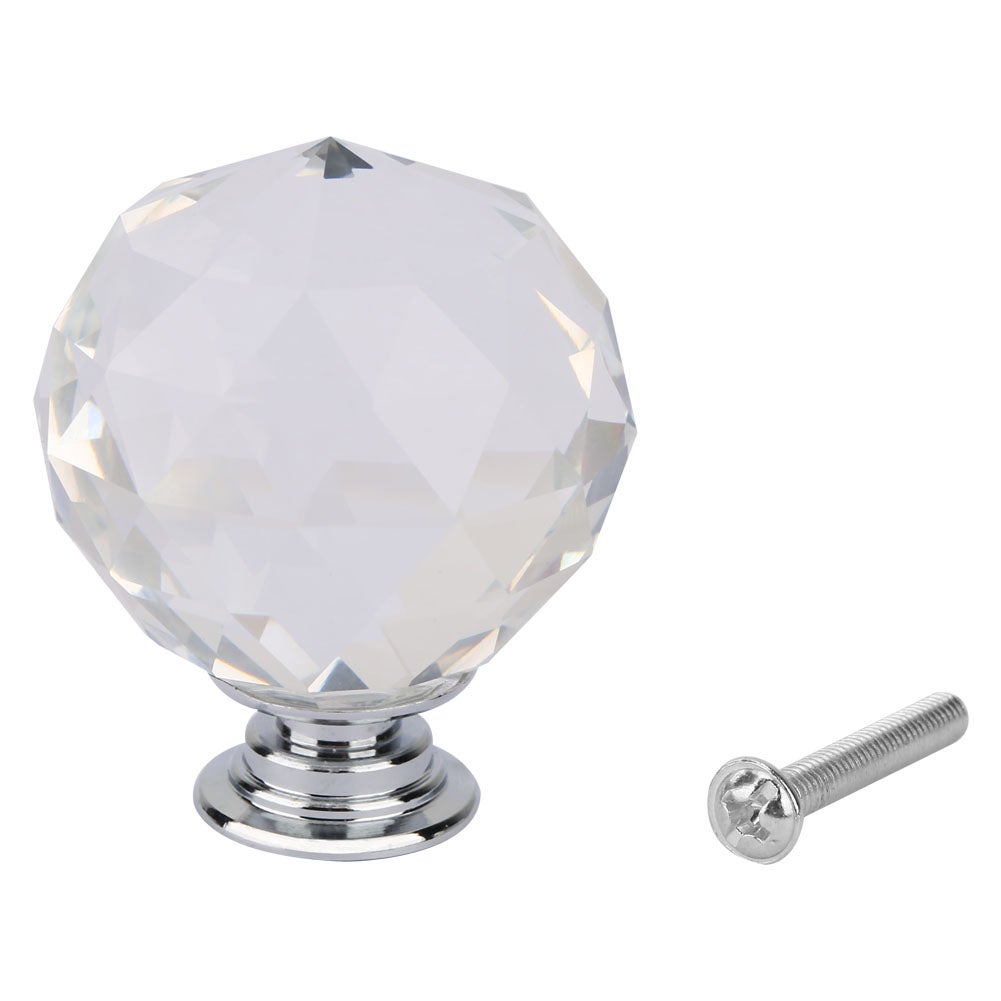 Tiradores Redondos De Cristal Para Muebles - 30 Mm, Pack De 10, Transparentes, Con Tornillos Incluidos