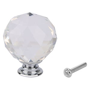 Pomelli Cristallo Set Di 8 Pomelli In Cristallo Trasparente Con Viti - Maniglie Eleganti Per Mobili, Armadi E Cassetti | Decorazione Chic Pomelli Dorati - Foto 3