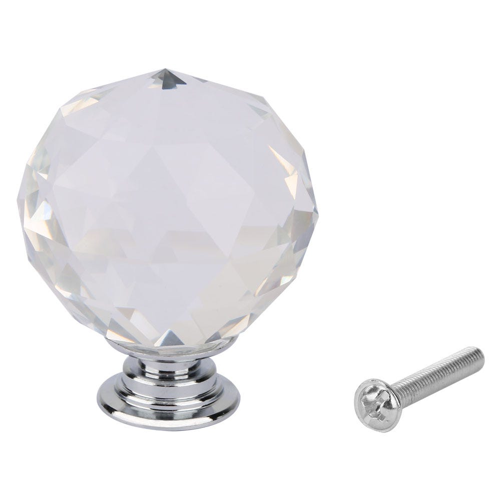 Tiradores Redondos De Cristal Para Muebles - 30 Mm, Pack De 10, Transparentes, Con Tornillos Incluidos