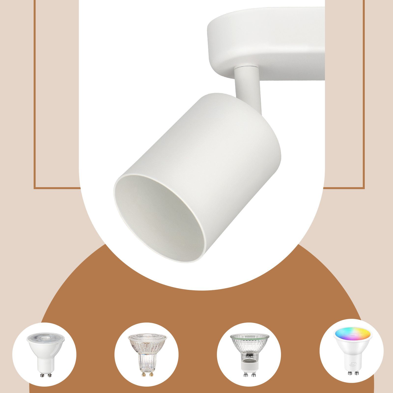 NETTLIFE 4 Focos de Techo GU10 de diseño moderno Orientables en color blanco para salón pasillo dormitorio comedor cocina - 3