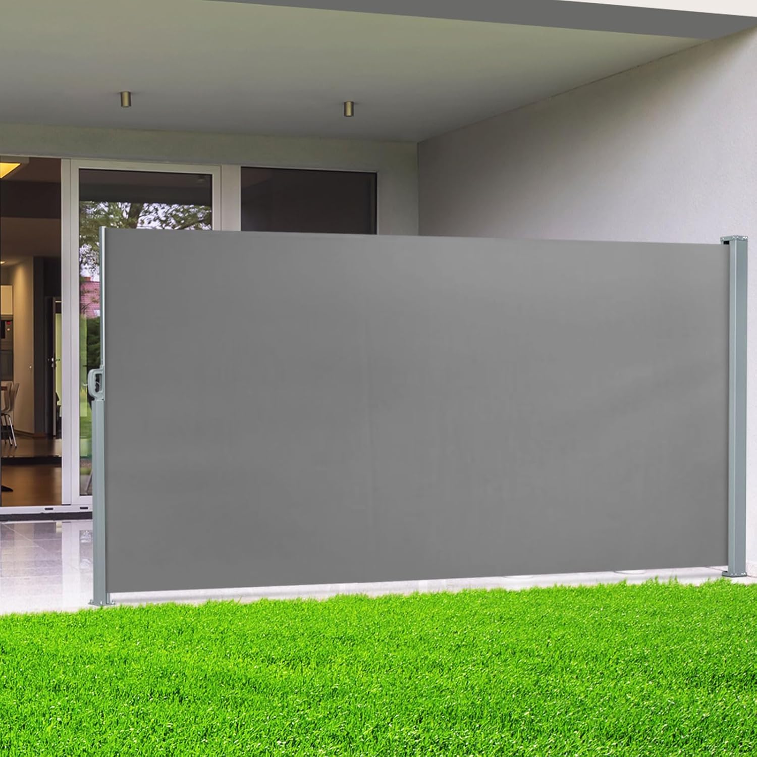 Paravent rétractable Avec support mural, Kit de montage inclus, Anthracite, 180 x 300 cm - 8