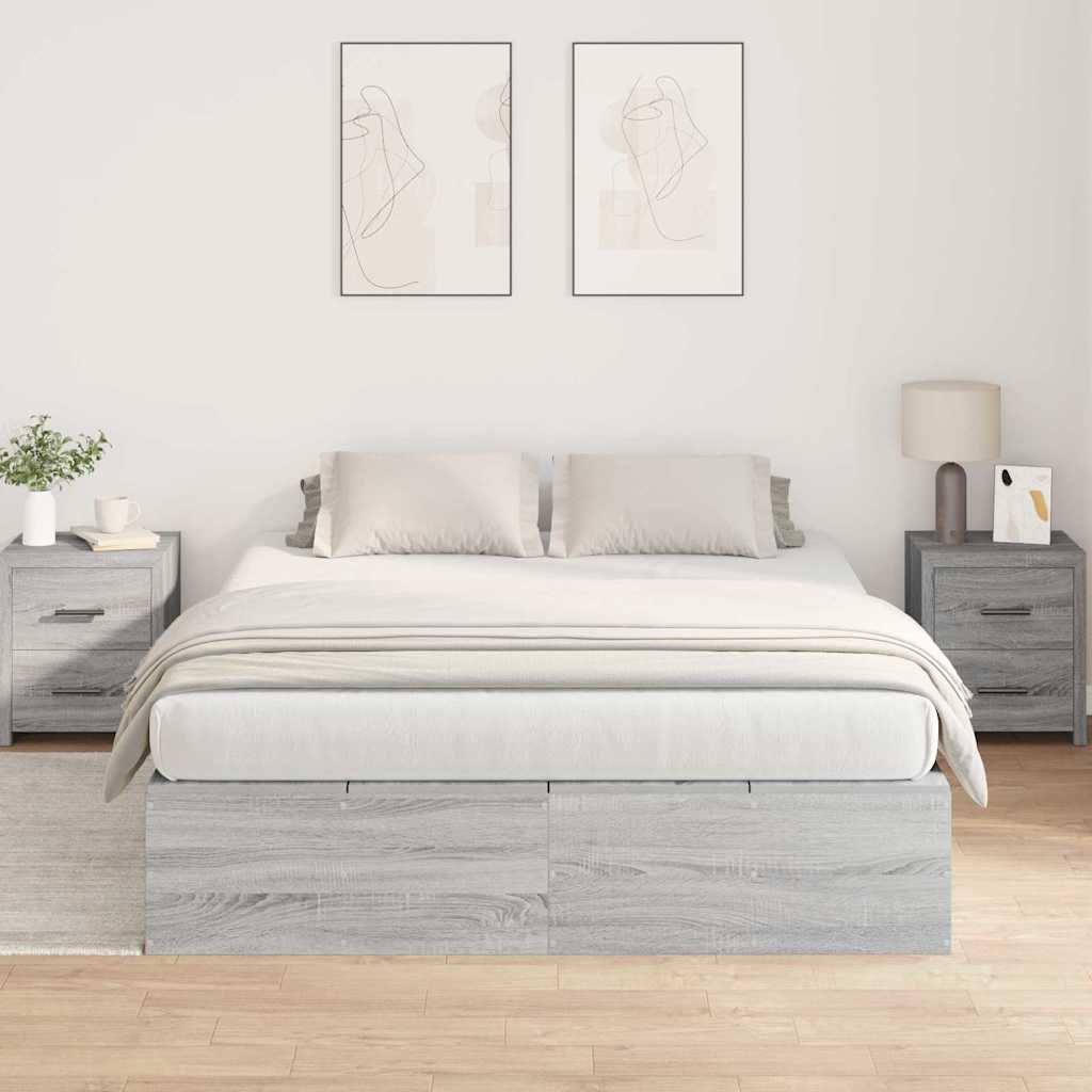 Cadre de lit avec rangement et porte, gris, 140 x 200 cm - 4