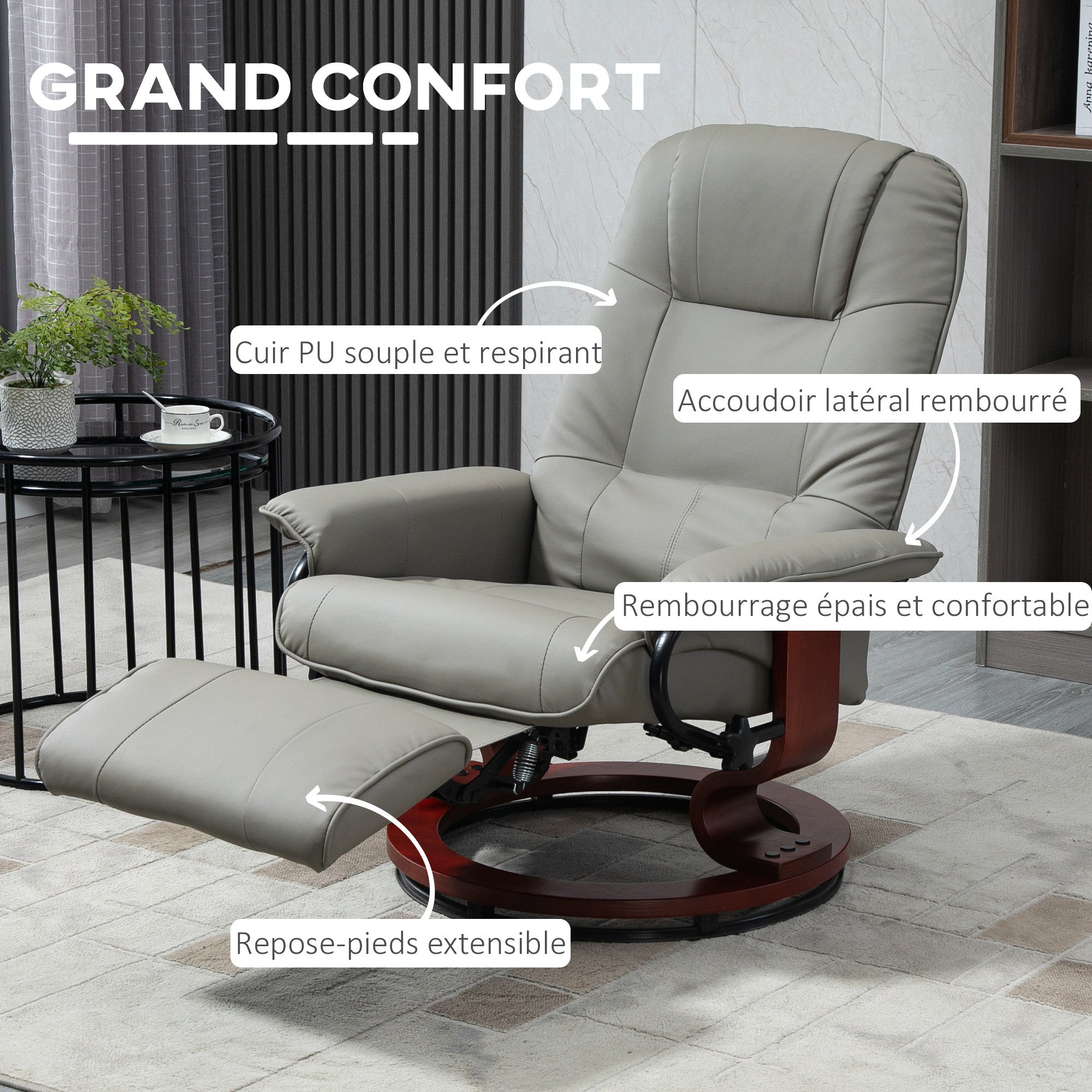 Fauteuil relax Revêtement synthétique HOMCOM - 6