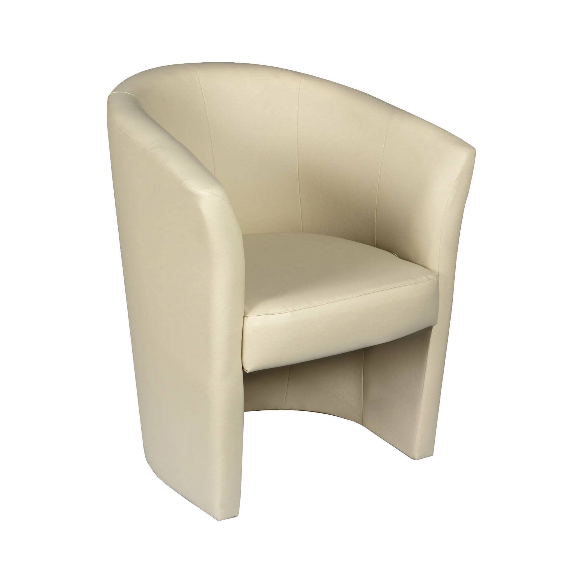 Sillón abrera, sillón de salón, asiento acolchado, silla con reposabrazos de cuero ecológico, 64x63h76 cm, beige