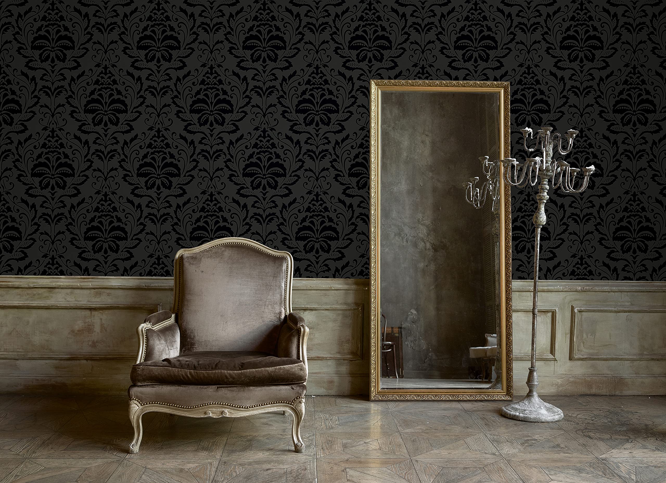 Papier peint baroque noir - 53 cm x 10.05 m - Livingwalls - 8