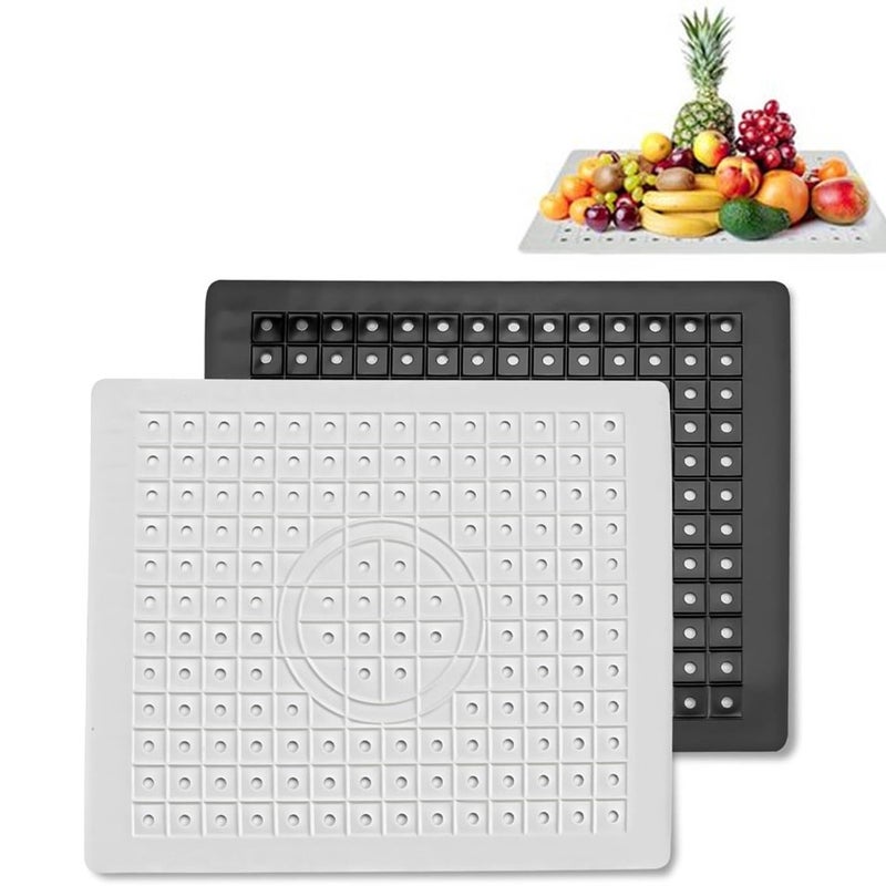 Zestaw 2 mat pod zlew 31 x 26 cm, biało-czarne, prostokątne, akcesoria kuchenne, ochraniacze na zlew, podstawki, maty gumowe