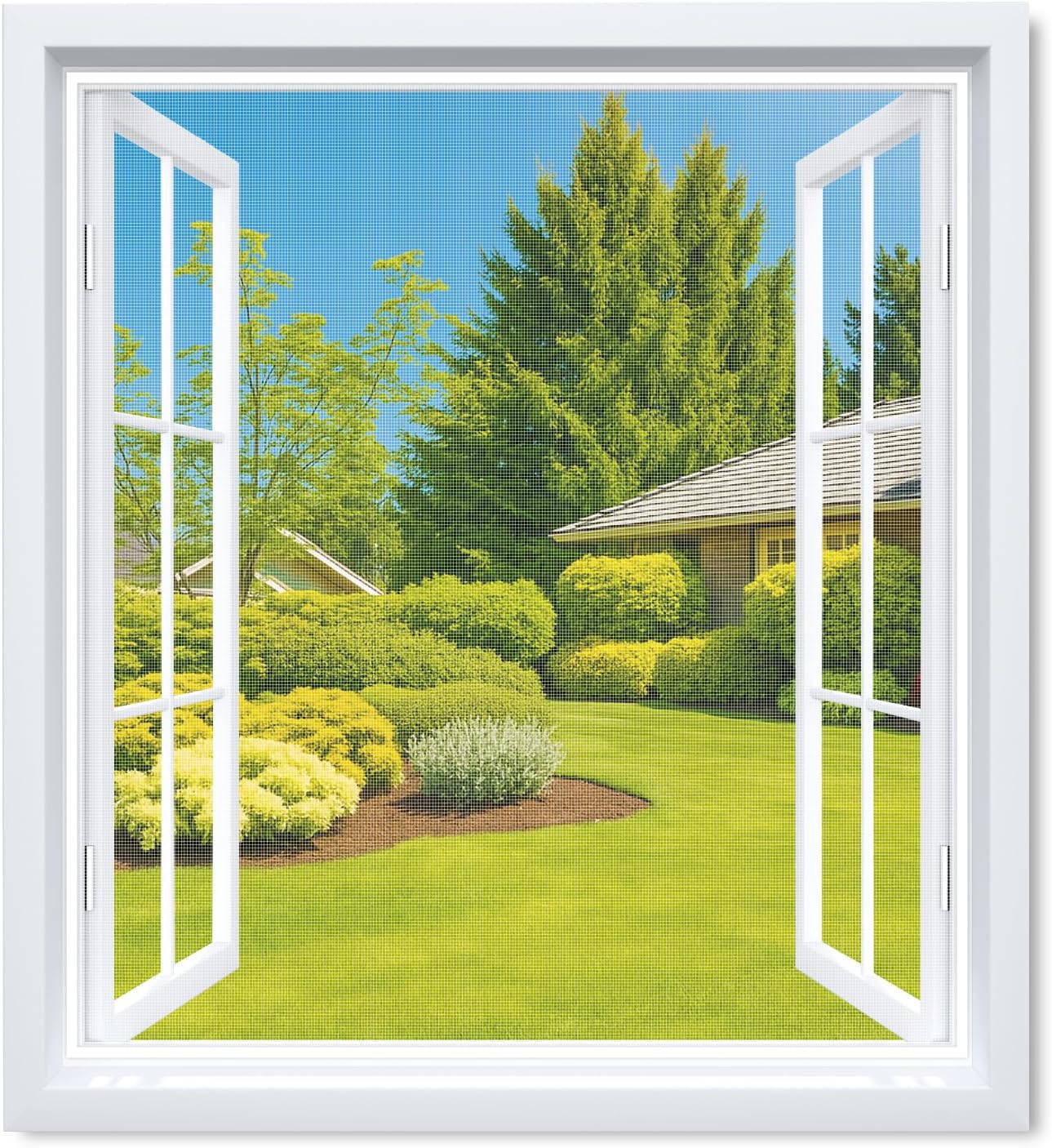 Moskitiera okienna bez wiercenia, 151 x 180 cm, możliwość przycięcia do żądanego wymiaru, z paskiem klejącym, biała