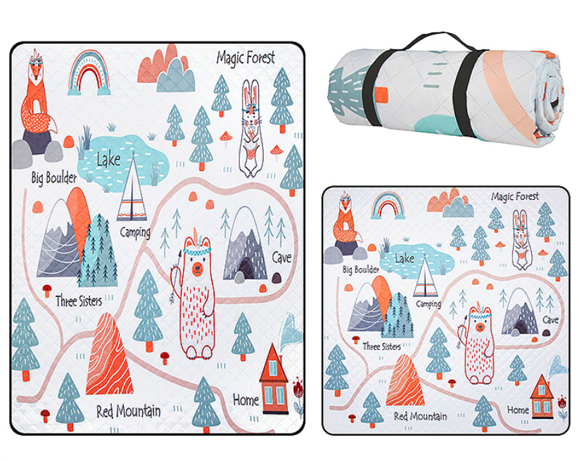 Tapis De Pique-nique Imperméable A.F - 200x200 Cm - Grand, Léger, Anti-sable - Poignée