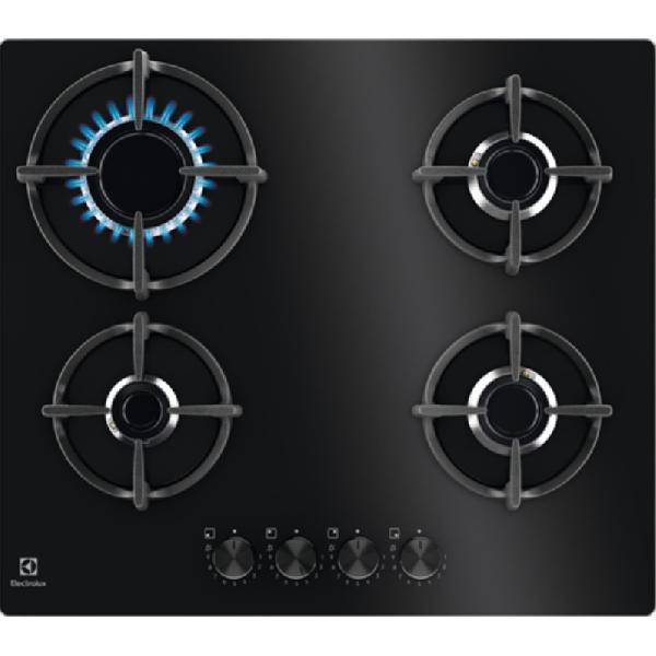 Placa de gas empotrada Electrolux EGG64272K de 4 quemadores, color negro