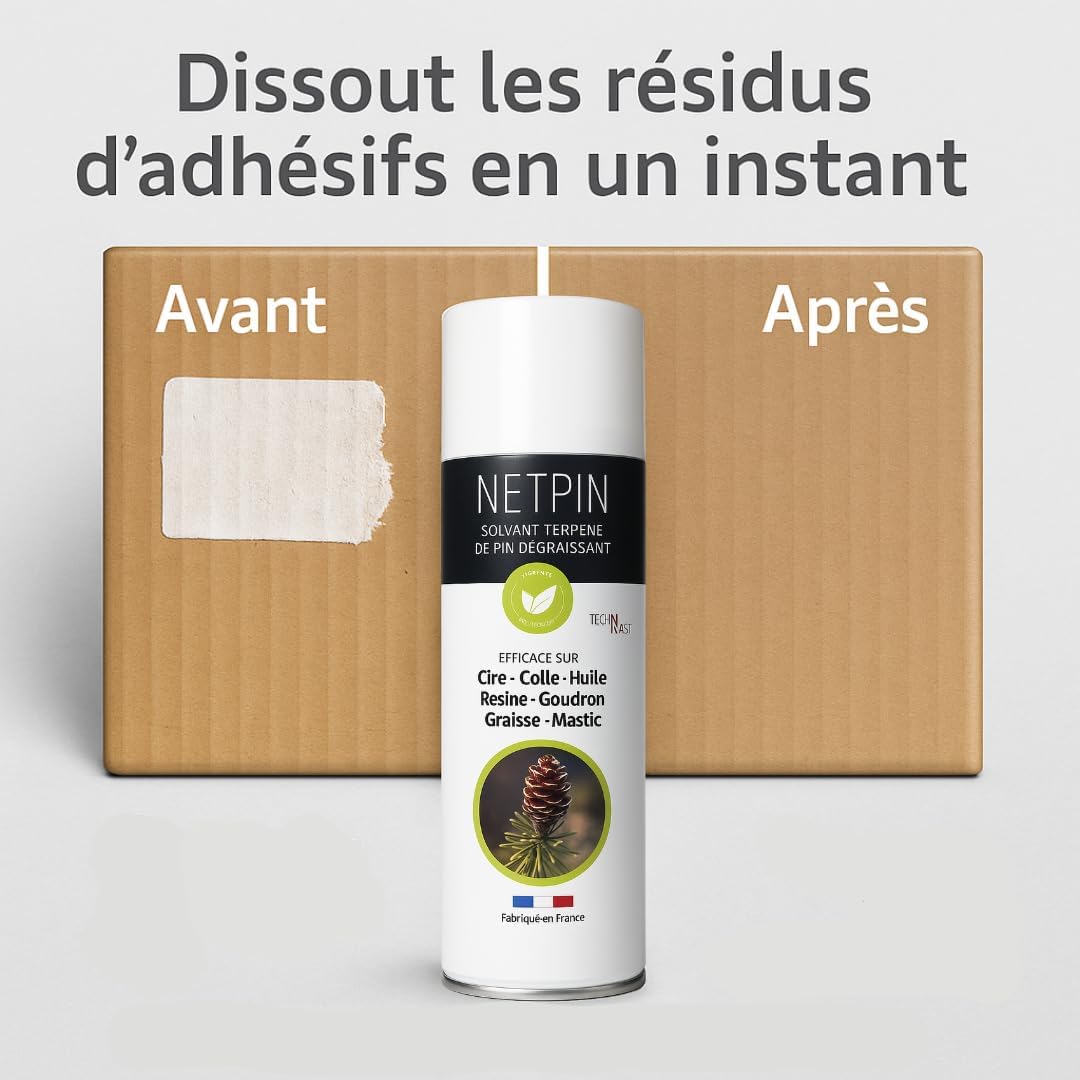 Solvant dégraissant et dégoudronnant multi-usages à base de pin, élimine colle, graisse, huile, résine et goudron - 400 ml - 5