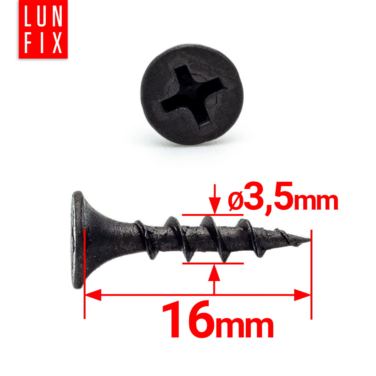 Wkręty do kartongipsu do drewna 3,5x16mm 1000szt. - 2