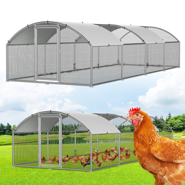 Grand Enclos Poulailler Métal Galvanisé 380x280 Cm - Avec Housse De Protection