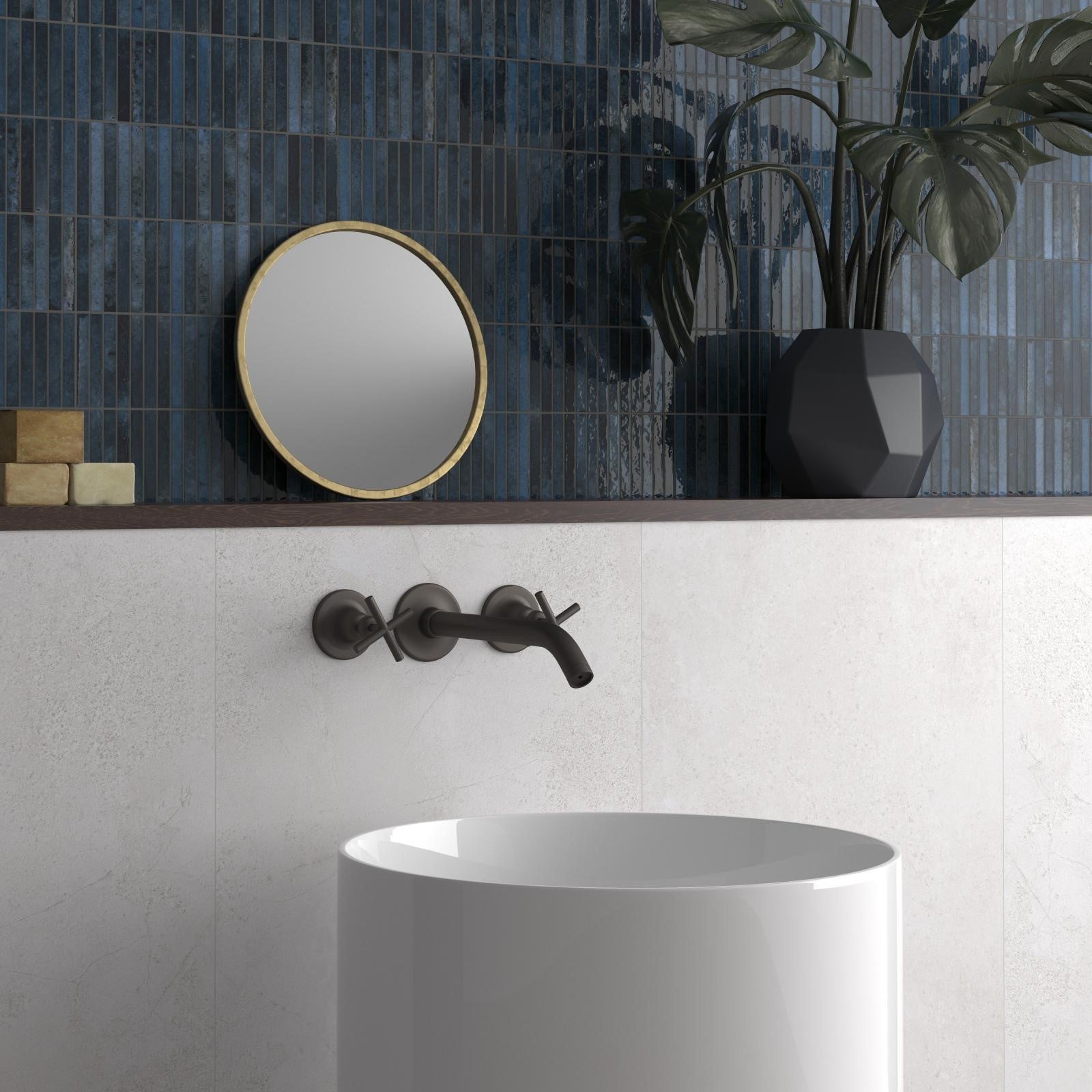 KIT-KAT MOZAIKA OCEAN BŁYSZCZĄCA 11,5X23,1 PŁYTKA PORCELANOWA PREMIUM W BŁYSZCZĄCYM JASNONIEBIESKIM KOLORZE