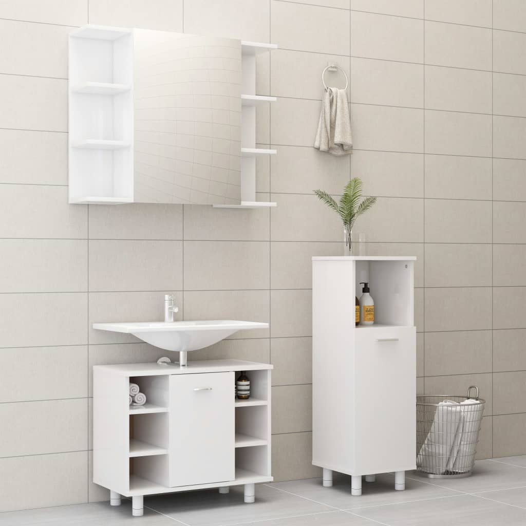 Mobile Da Bagno Sottolavello Con 3 Cassetti E Anta - Bianco, Legno Ingegnerizzato, 60x30x59.5 Cm - Foto 10