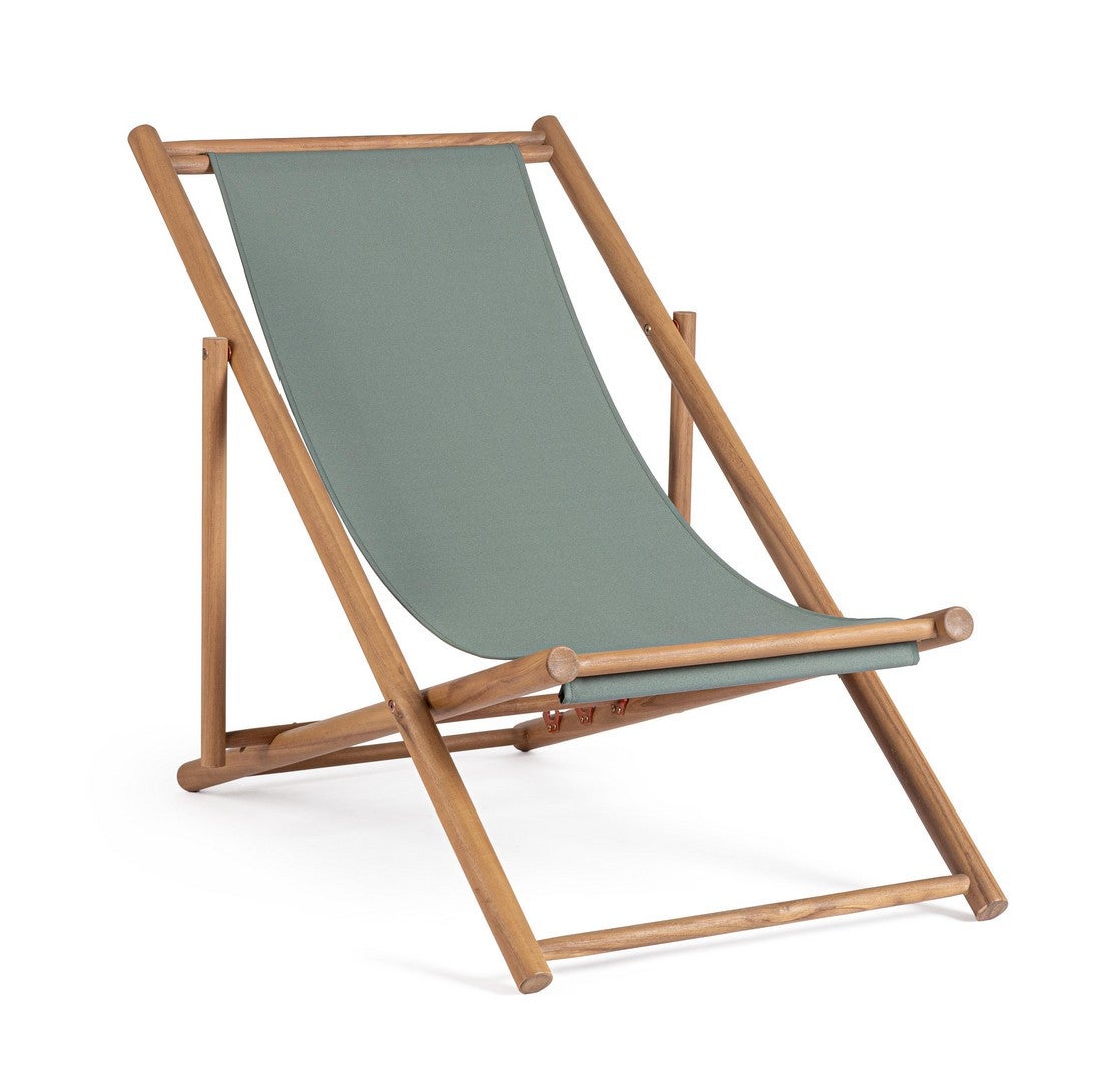 Leżak z drewna akacjowego z oparciem z plecionej liny polipropylenowej, Bosco