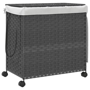 Panier à linge 3 compartiments imitation de rotin de PP marron | Maisons du Monde