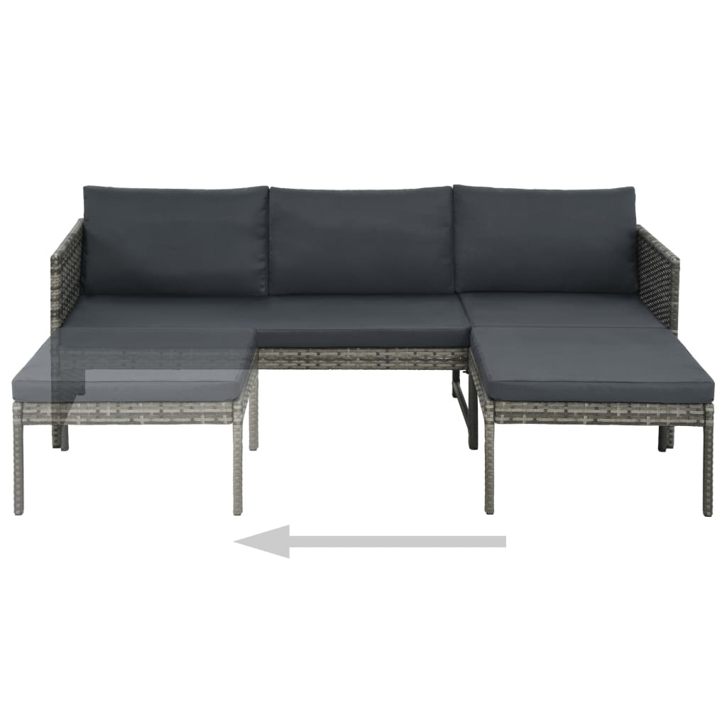 Salon de jardin 3 pcs | Mobilier d'Extérieur | Ensemble de Table et chaises avec coussins Résine tressée Gris222434 - 3