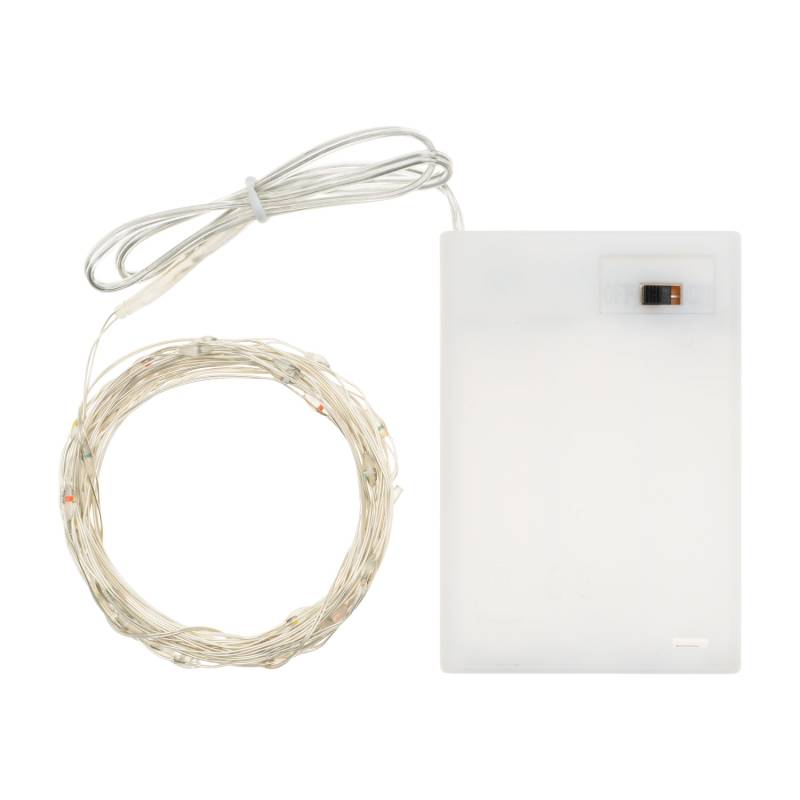 Guirlande lumineuse à piles 4m 40 MicroLED blanc chaud lumière fixe fil métal argenté - 3