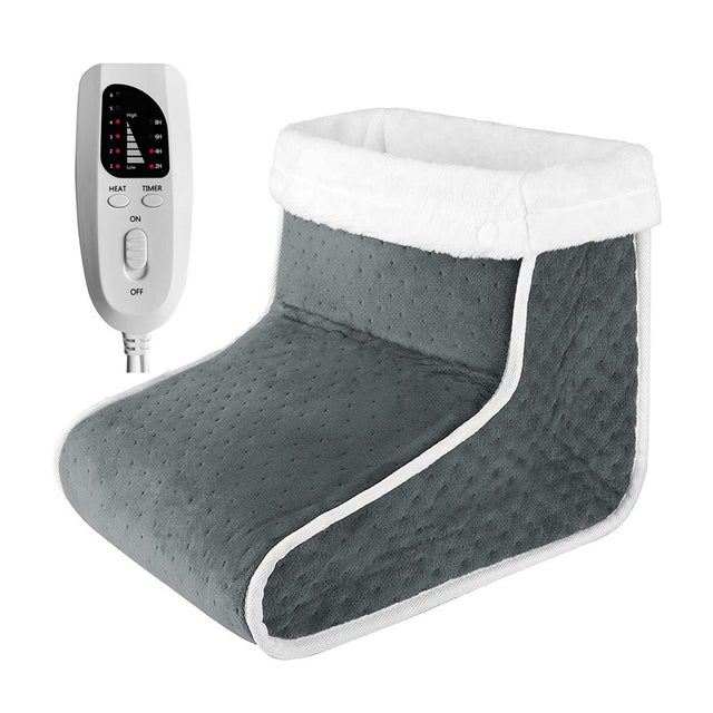 Calentador de pies eléctrico, con 3 niveles de temperatura y apagado automático, lavable a máquina, color gris