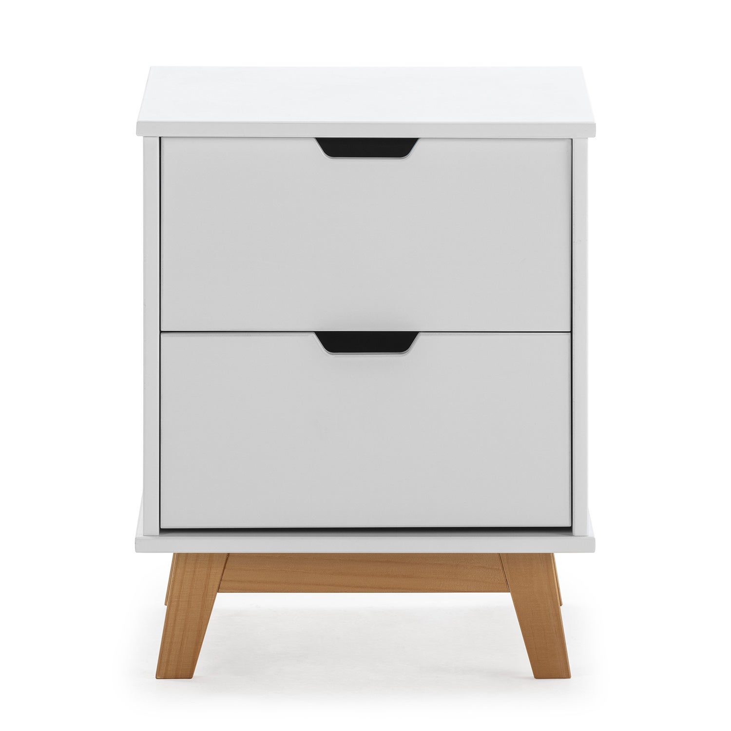 Table de Chevet Miranda 2 tiroirs Blanc, MDF laqué en couler Blanc - 3