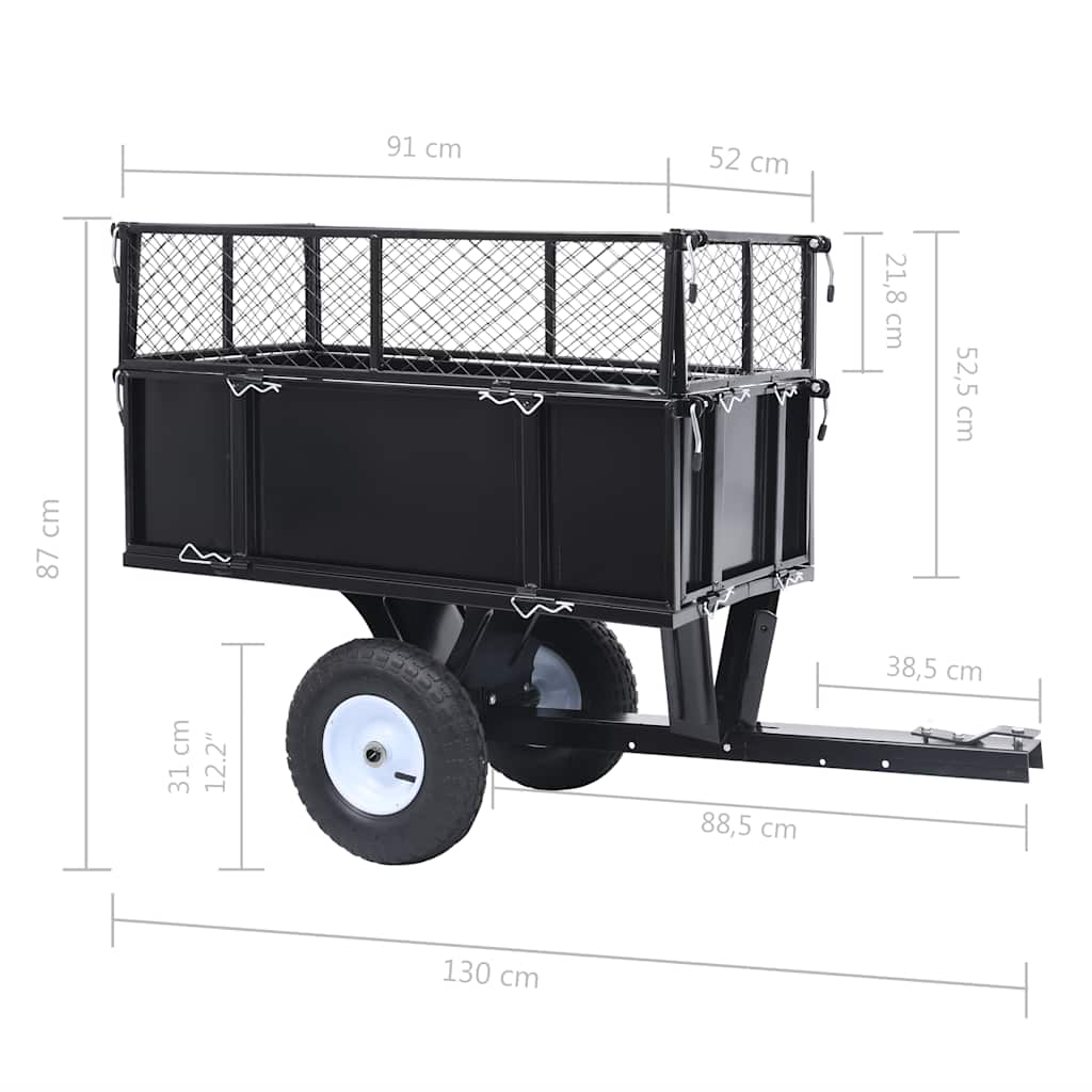 Przyczepka do kosiarki ogrodowej z odchylaną platformą 150 kg vidaXL - 3