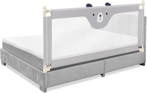 LIFEZEAL Barrière De Lit Bébé Hauteur Réglable 80-95cm - Protection Anti-Chute Gris 180cm Avec Tissu Respirant