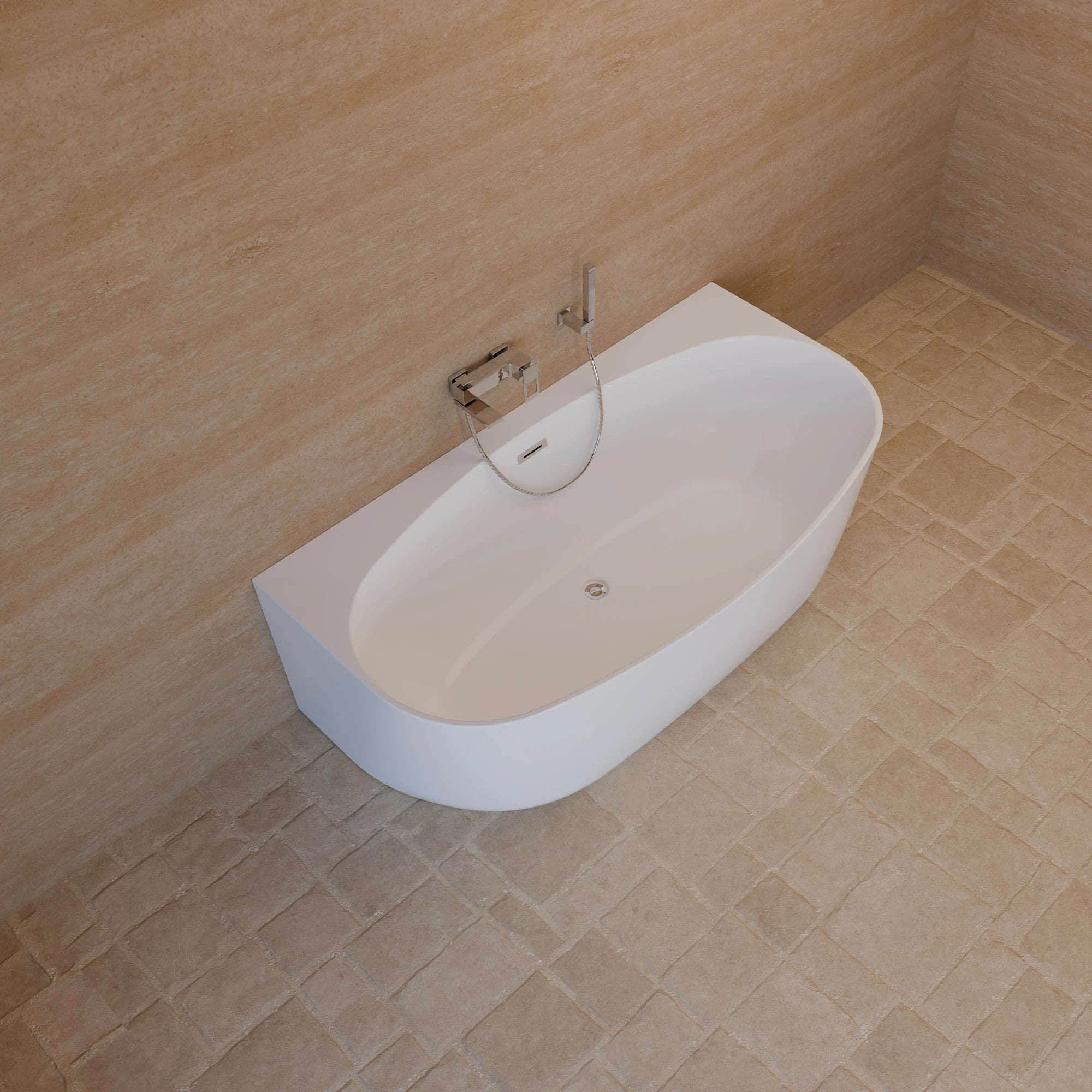 Baignoire Semi-îlot Murale Magic 170 Blanche 170 X88 X58 Cm, By Spalina - 9