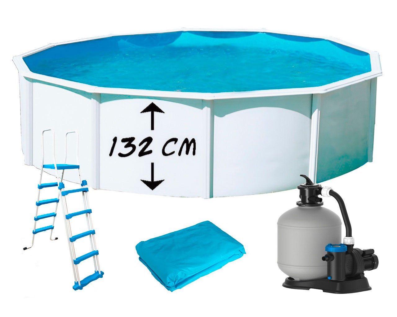 Piscine hors-sol Toi PRESTIGIO ronde 4.60 x 1.32m filtre à sable 8,5m3 ...