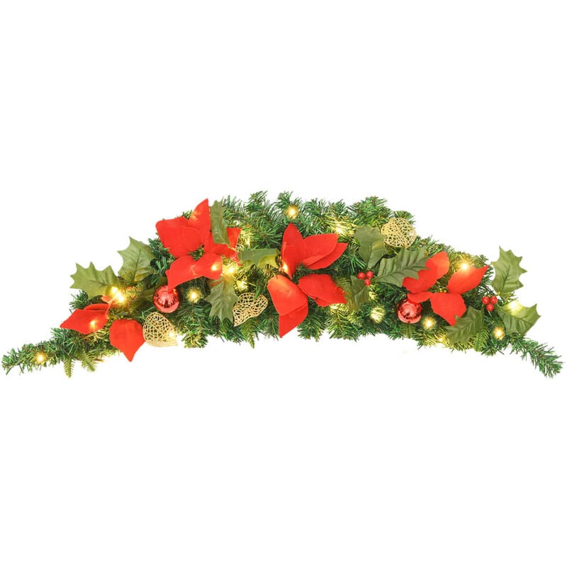 Łuk bożonarodzeniowy ze światłami LED zielony 90 cm PVC vidaXL