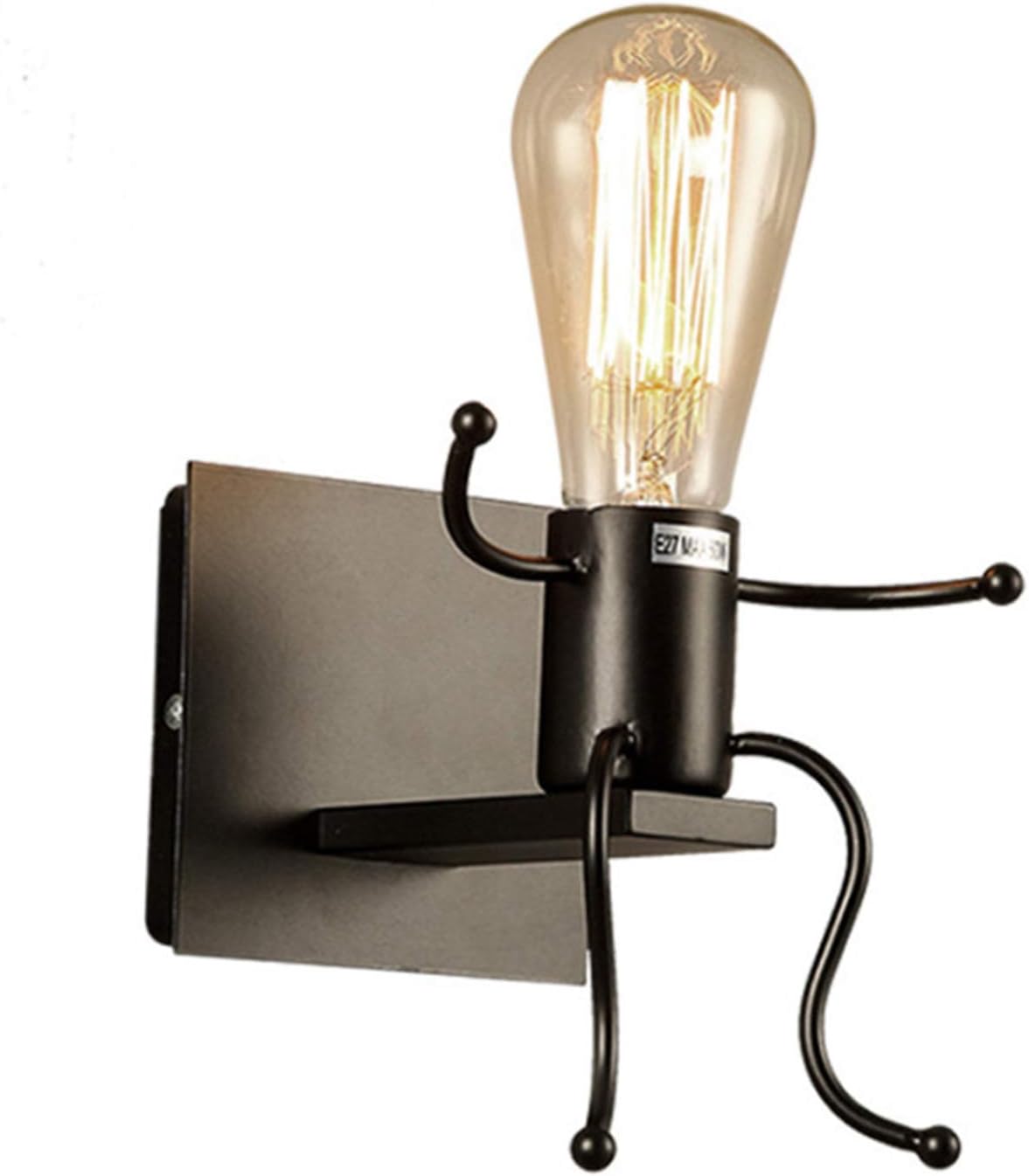 E27 Creative Belle Nain Lampa Ścienna Industrialna Retro Czarna Metalowa Lampa Kinkietowa (Żarówka nie jest dołączona)