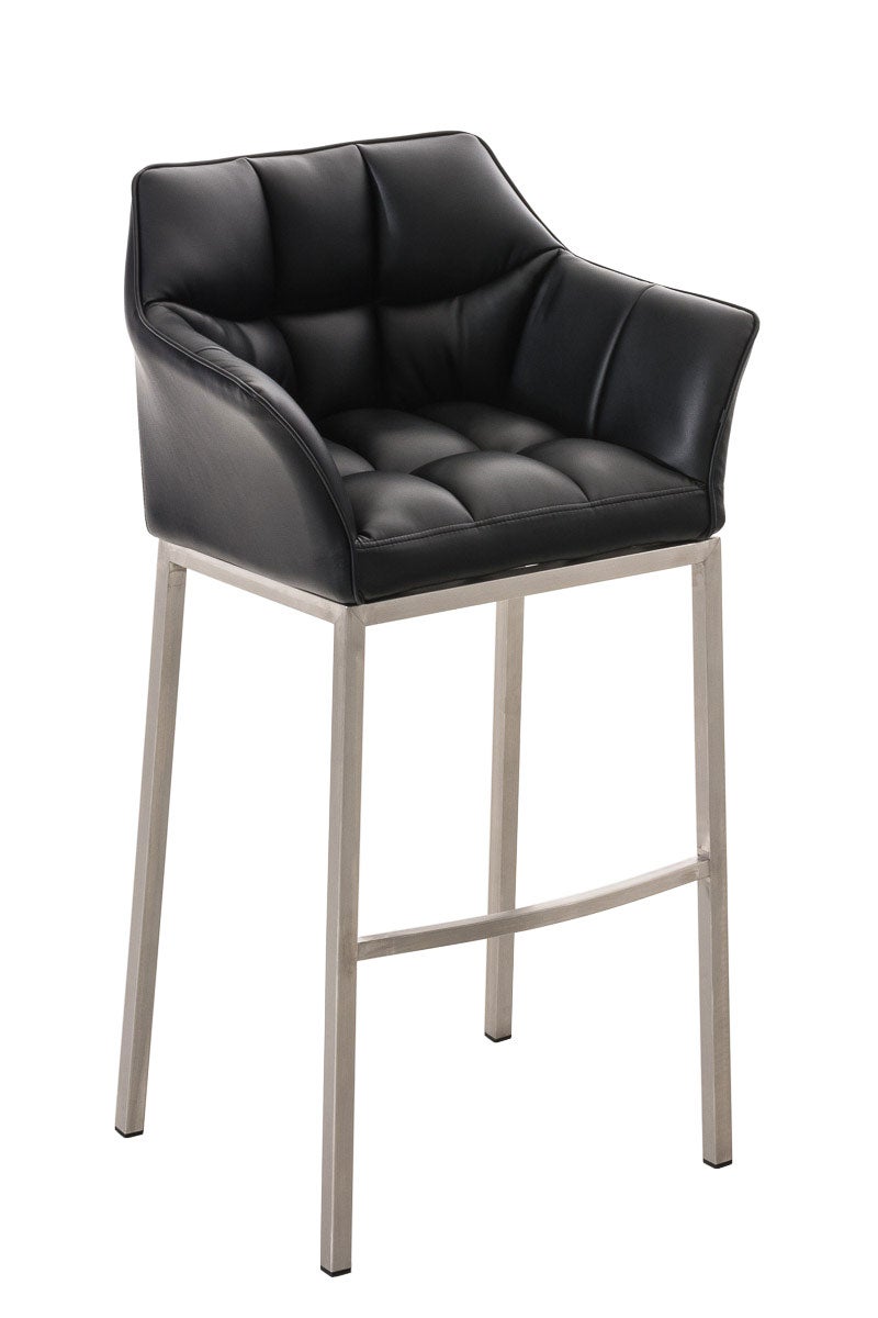 Taburete de bar damaso con base de 4 pies negro|acero inoxidable