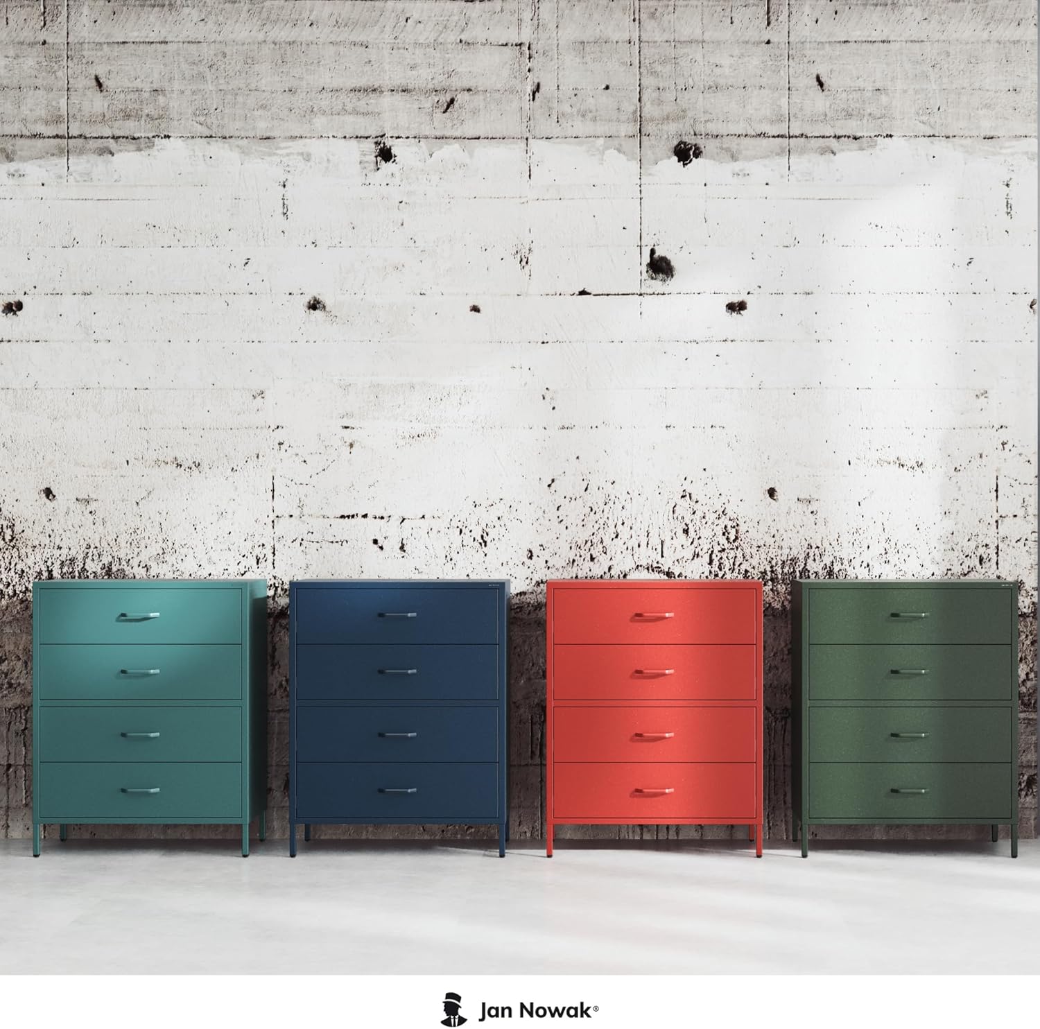 Metalowa Komoda CARLA do Sypialni, 4 Szuflady | Styl Industrialny | 80 x 101,5 x 40 cm | Ciemnoniebieska - 6