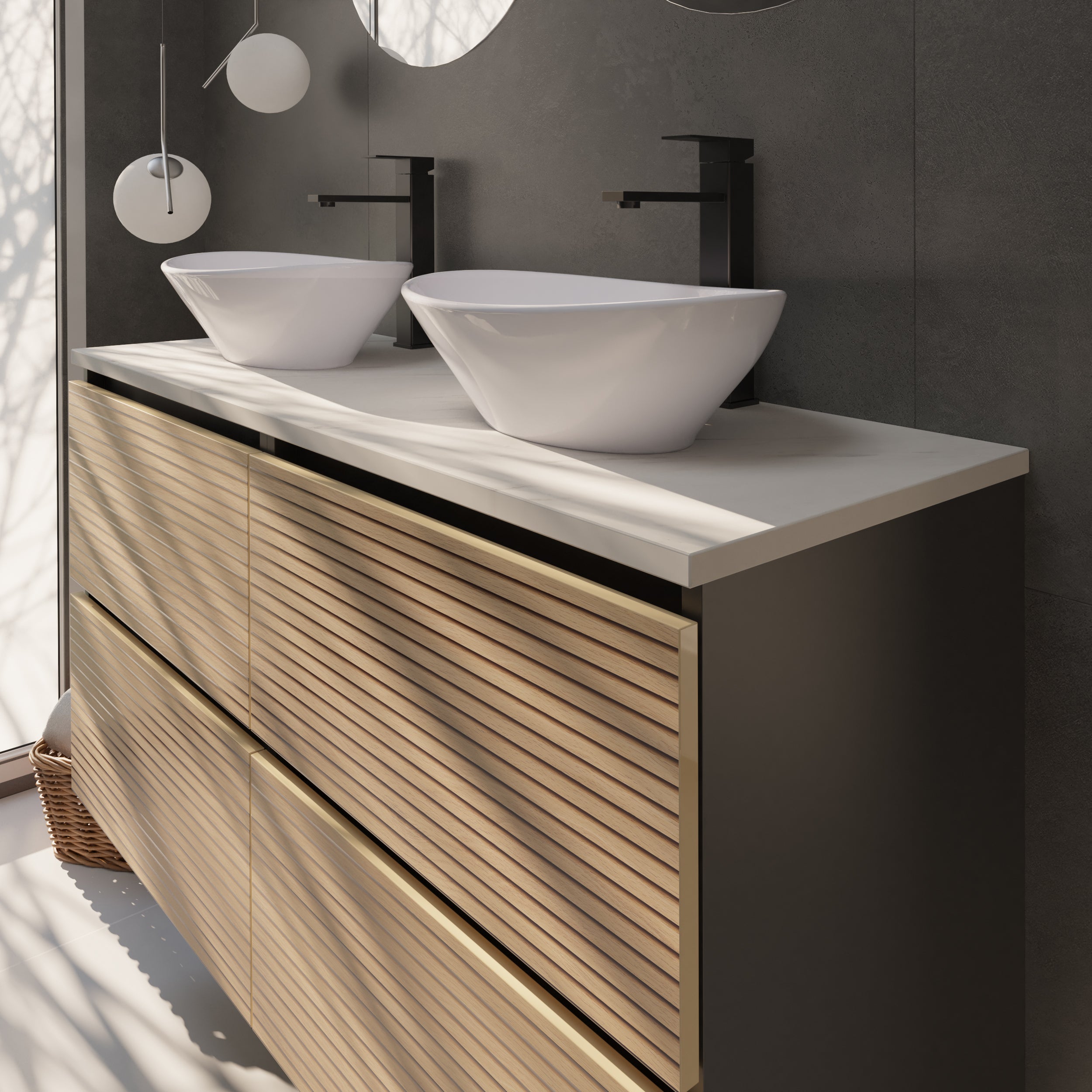 Meuble Salle de Bain YINU | 120cm Noir | Vasque a poser | ALDAY - 3