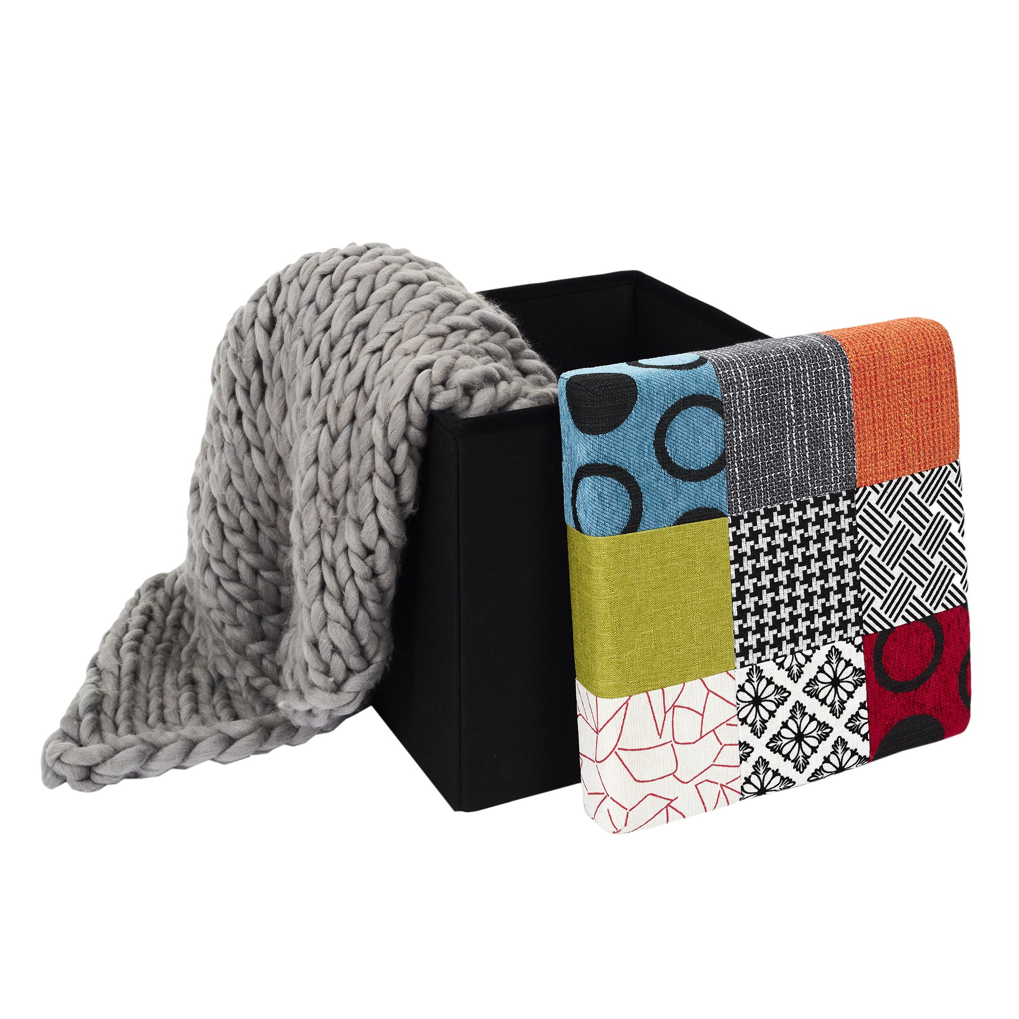 Coffre Pouf - HOME DECO FACTORY - PATCHWORK - Pliable - Multicolore - 4