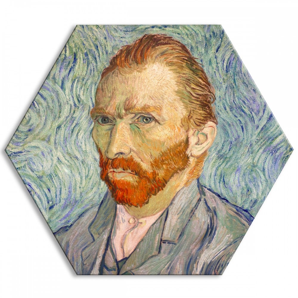 VAN GOGH - AUTOPORTRET 1889 - Płótno sześciokątne - Druk na płótnie oprawiony w ramę PCV 80x80