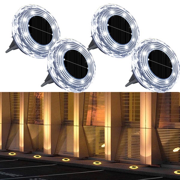 Zestaw 4 lamp nastrojowych do aranżacji ogrodu, ciepłe światło, lampy solarne, zewnętrzne lampy dekoracyjne, lampki nocne ogrodowe