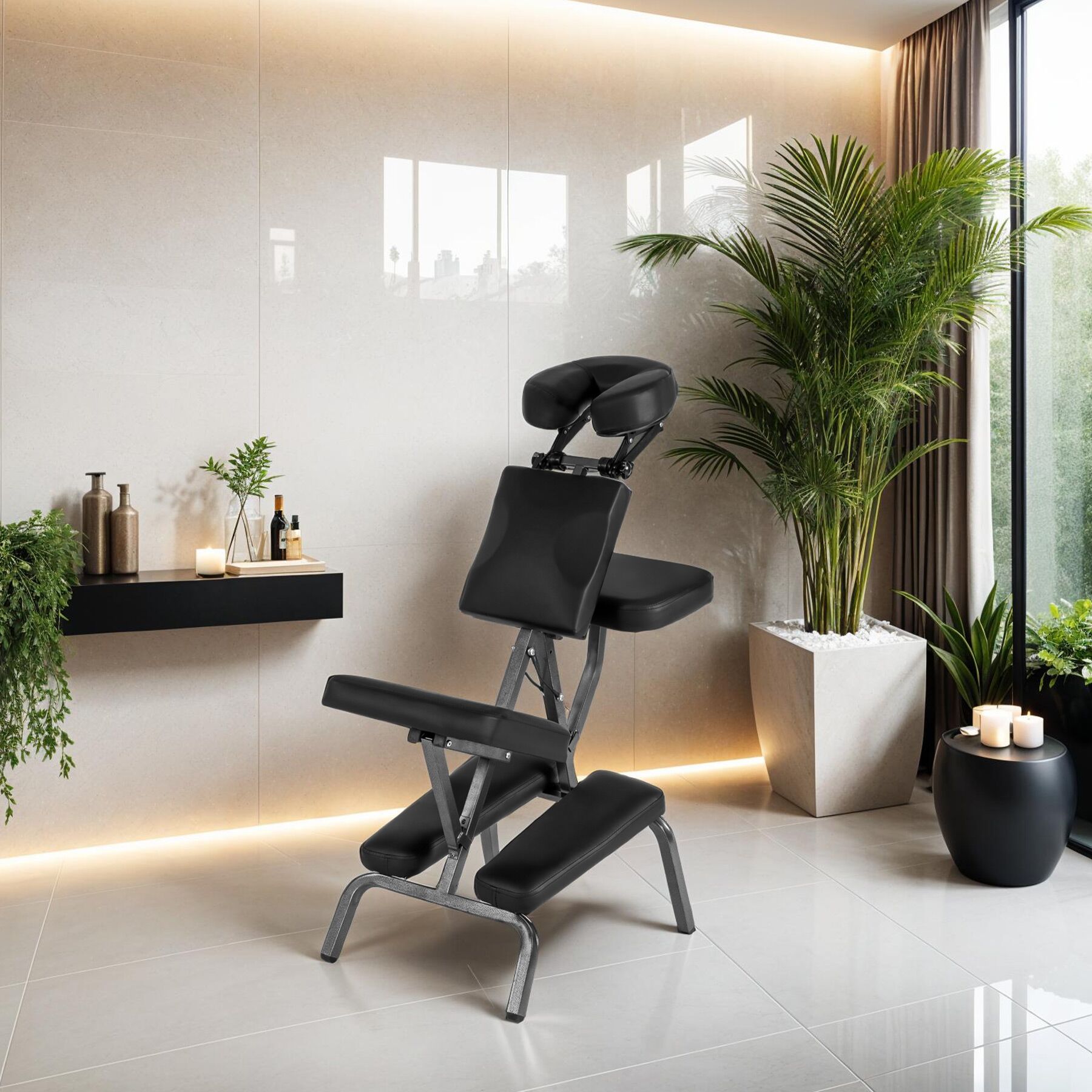 Chaise de massage en acier et cuir synthétique pliable avec sac de transport inclus TECTAKE - 3