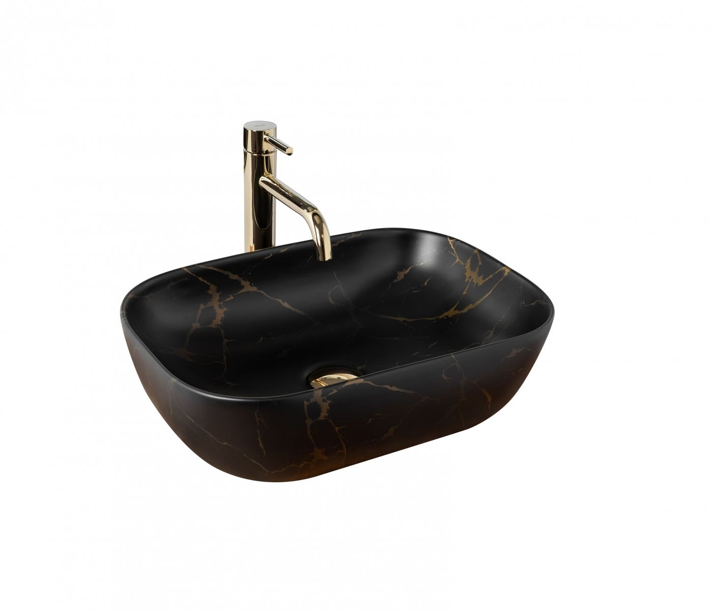 Umywalka Nablatowa Rea Belinda Marble Matt Czarny 46,5 X 33,5