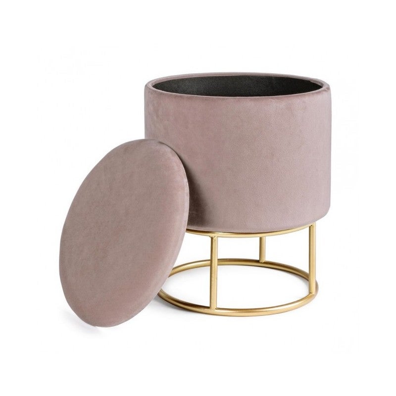 Tabouret avec structure en métal doré avec conteneur rose cm 45 h - 4