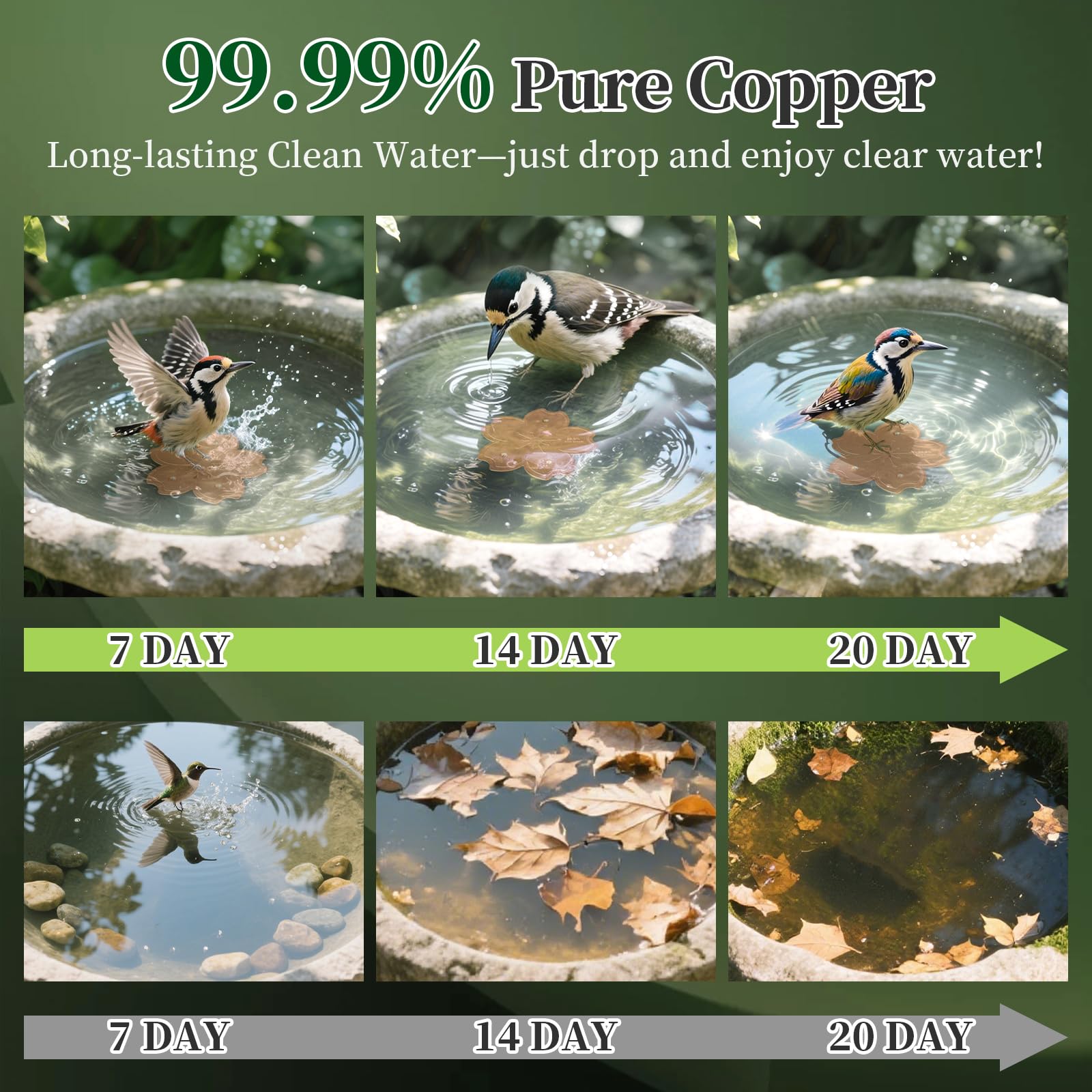 Disque En Cuivre Pour Abreuvoir à Oiseaux - Support Triangulaire, Nettoyage Facile, Pour Jardin Ou Terrasse - 6