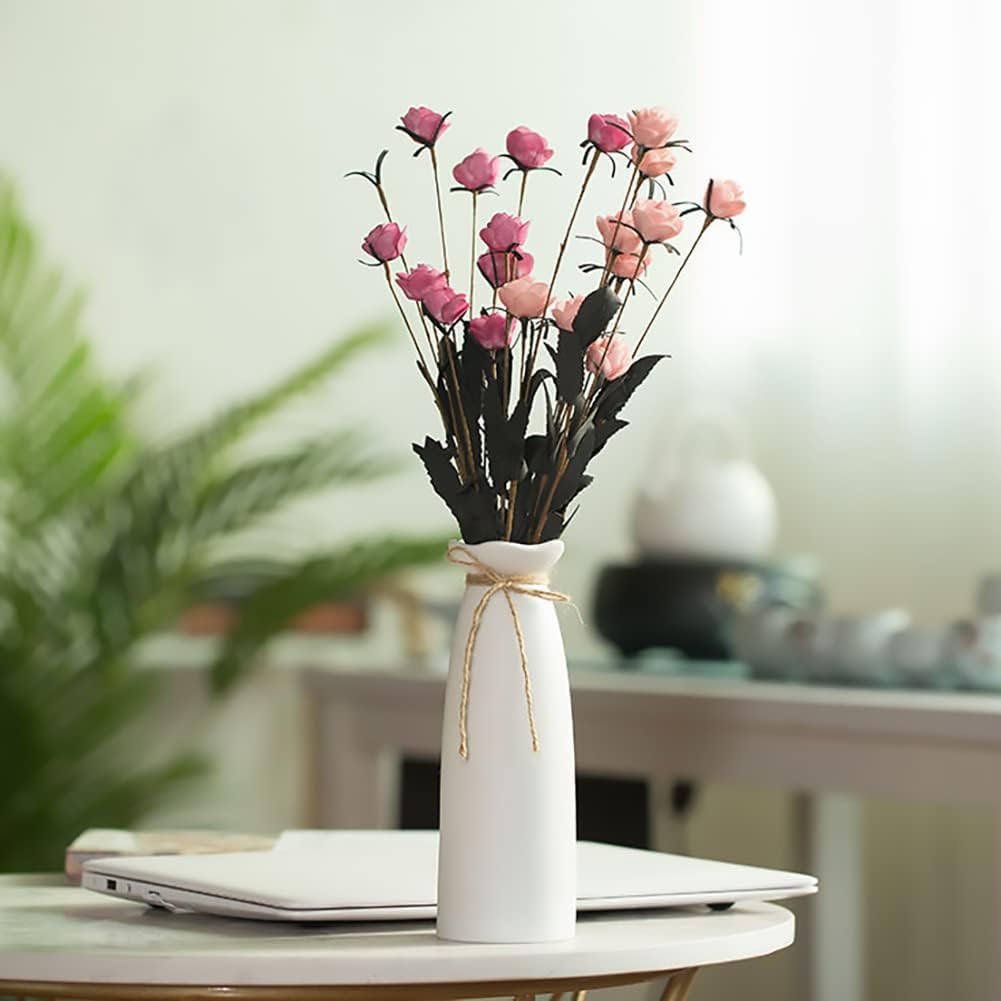 Jarrón de cerámica blanca, jarrón de flores secas, adecuado para la decoración del hogar moderno, un buen regalo. - 4