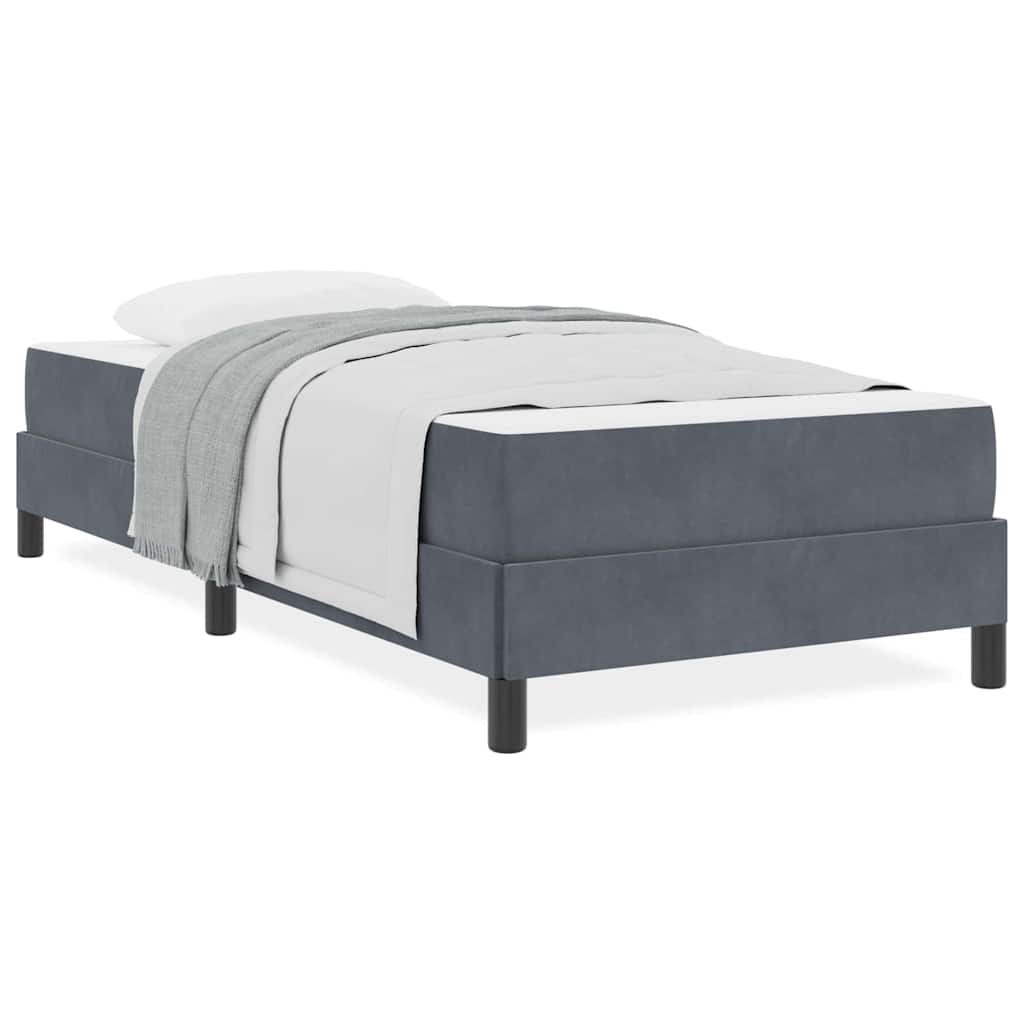 Cadre de lit avec matelas Gris foncé 90 x 200 cm Velours - 4