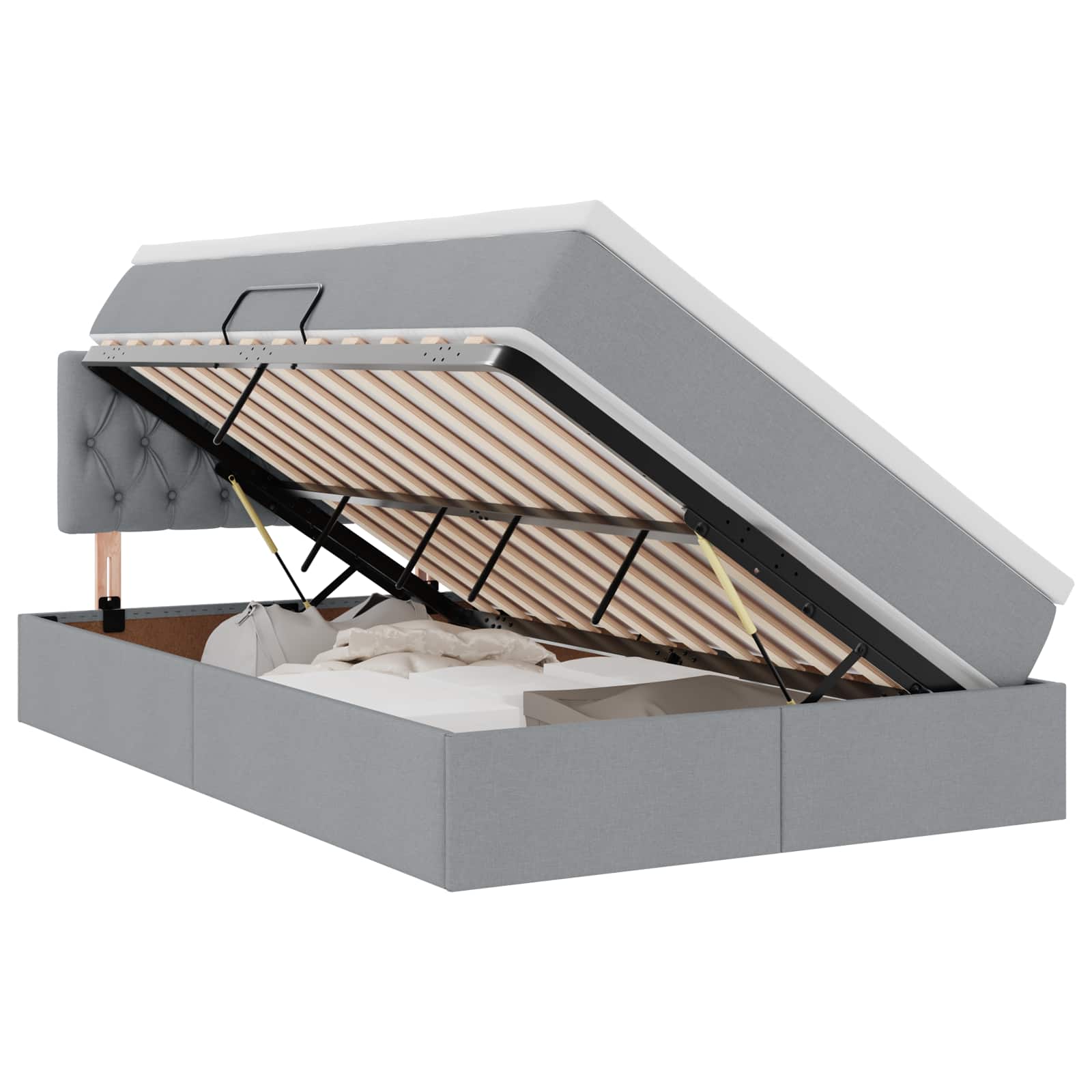 Lit avec rangement et matelas gris clair 120 x 200 cm en velours - 2
