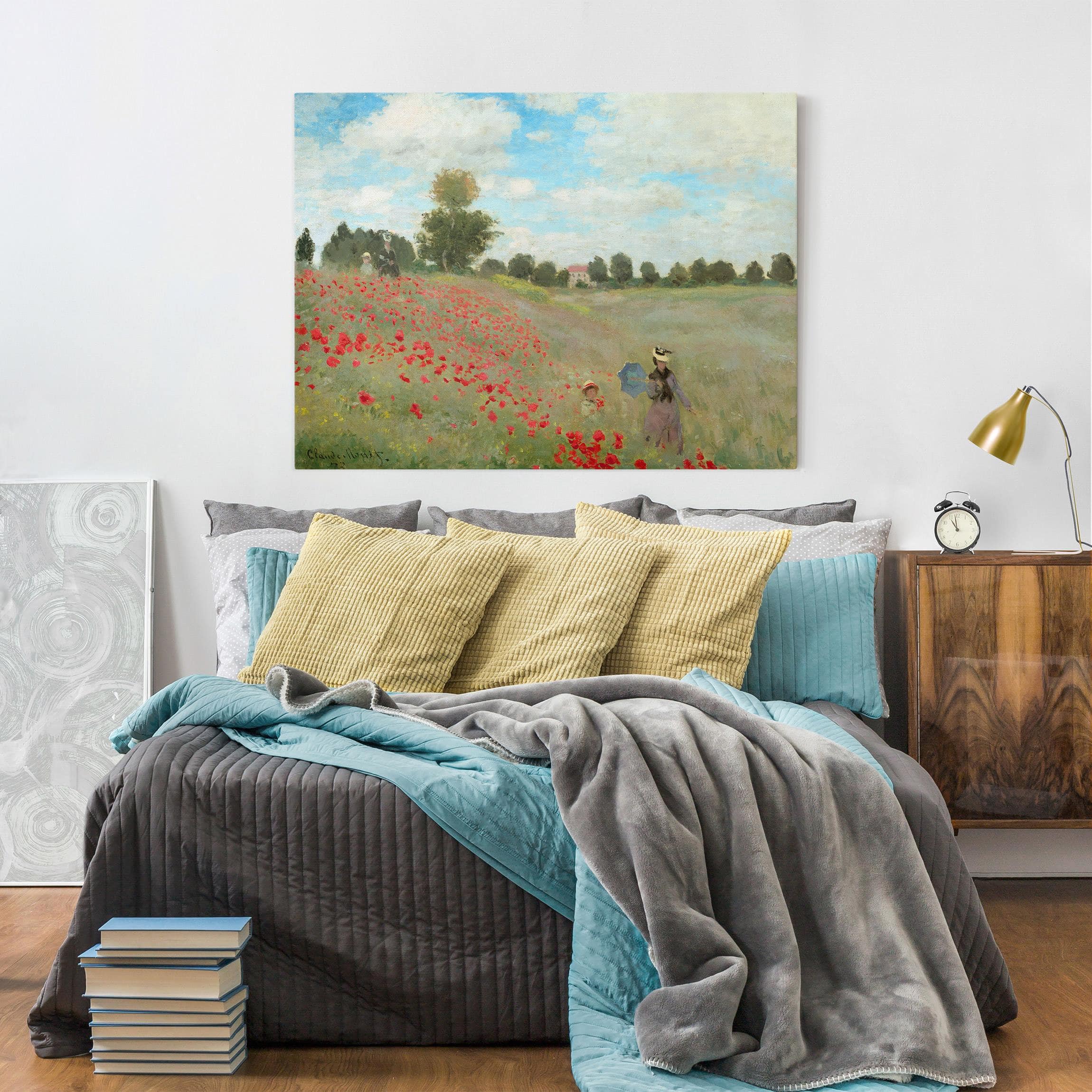 Impression sur toile tableau sur toile châssis vert Claude Monet prairie fleurie peinture 163 chambre à coucher salon couloir 100 x 75 cm - 3