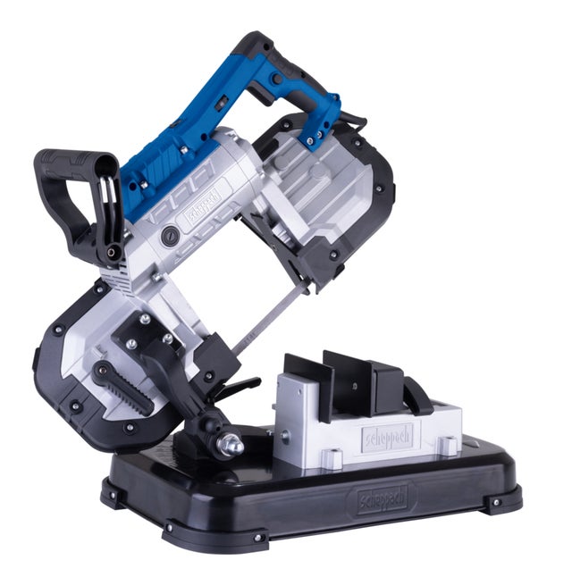 Scheppach Scie à ruban à métaux MBS1200 – 1200W – Coupe 127 x 127 mm – Vitesse variable 0,7-2,4 m/s – LED et seconde lame
