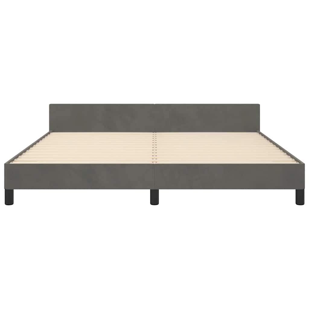 Cadre de lit sans matelas gris foncé 180 x 200 cm velours - 5