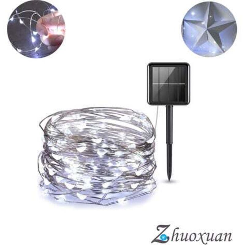 Ghirlandă solară de exterior, 22 m, 200 LED-uri, cu 8 moduri de iluminare, impermeabilă